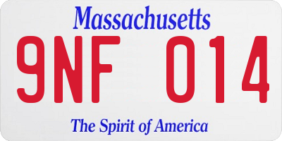 MA license plate 9NF014
