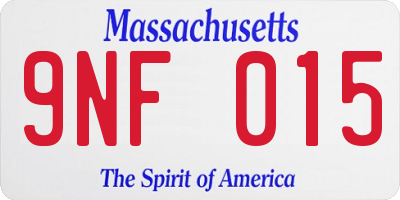 MA license plate 9NF015
