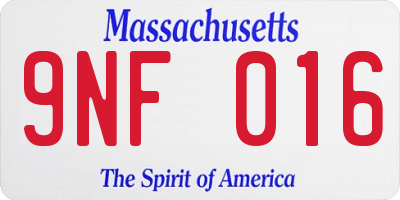 MA license plate 9NF016