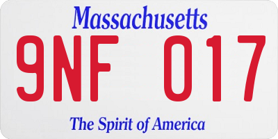 MA license plate 9NF017