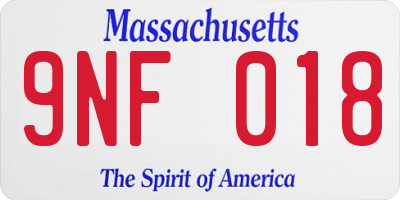 MA license plate 9NF018