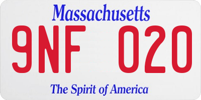 MA license plate 9NF020