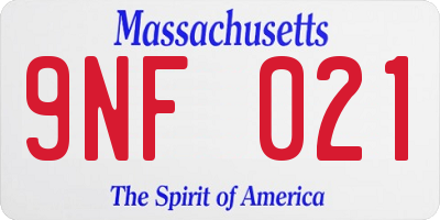 MA license plate 9NF021