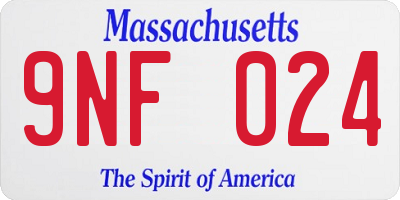 MA license plate 9NF024