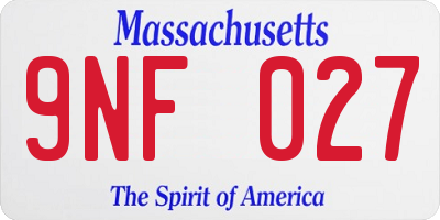 MA license plate 9NF027