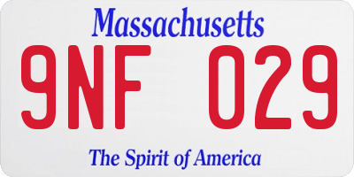 MA license plate 9NF029
