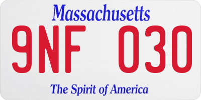 MA license plate 9NF030