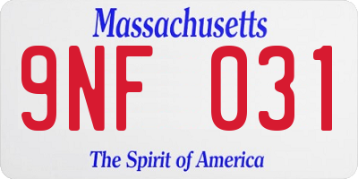MA license plate 9NF031