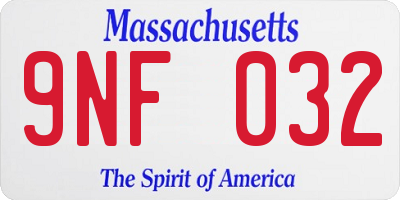 MA license plate 9NF032