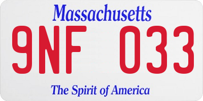 MA license plate 9NF033