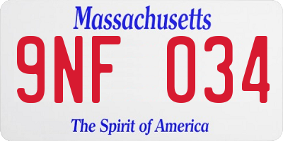 MA license plate 9NF034