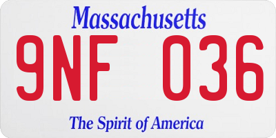 MA license plate 9NF036