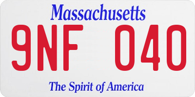 MA license plate 9NF040