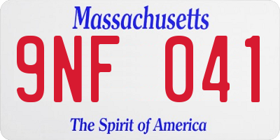 MA license plate 9NF041