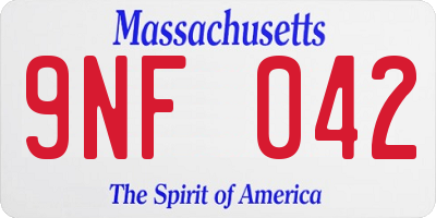 MA license plate 9NF042