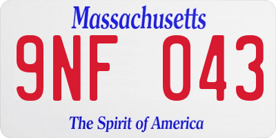 MA license plate 9NF043