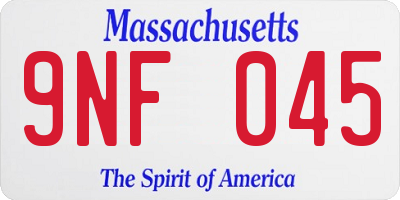 MA license plate 9NF045
