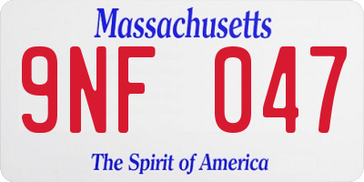 MA license plate 9NF047