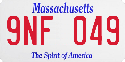 MA license plate 9NF049