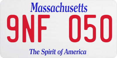 MA license plate 9NF050