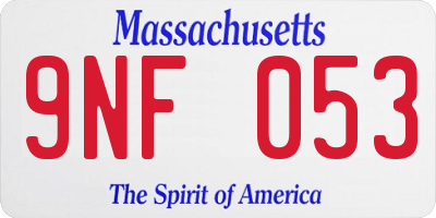 MA license plate 9NF053