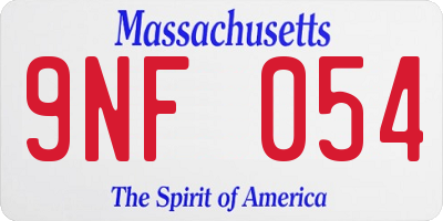 MA license plate 9NF054