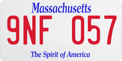 MA license plate 9NF057