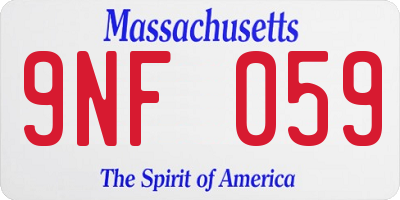 MA license plate 9NF059