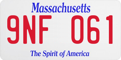 MA license plate 9NF061