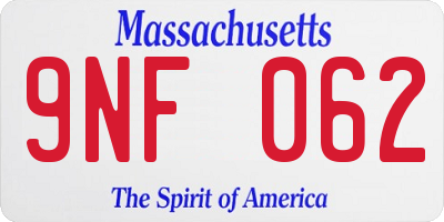 MA license plate 9NF062