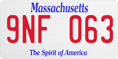 MA license plate 9NF063