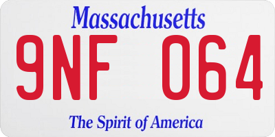 MA license plate 9NF064