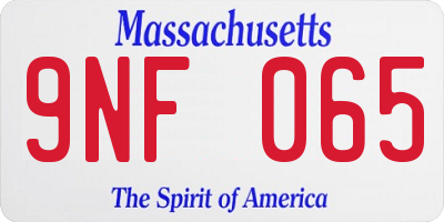 MA license plate 9NF065