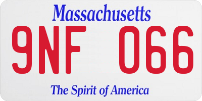 MA license plate 9NF066