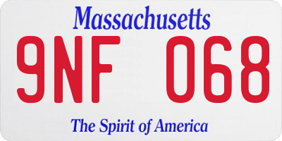 MA license plate 9NF068