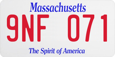 MA license plate 9NF071