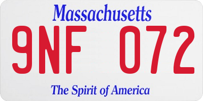 MA license plate 9NF072