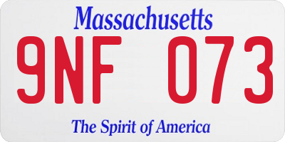 MA license plate 9NF073