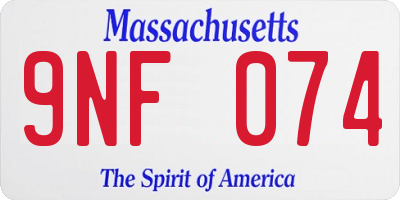 MA license plate 9NF074