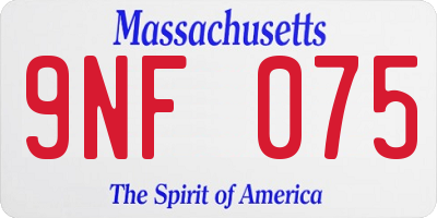 MA license plate 9NF075