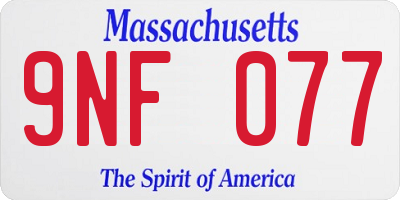MA license plate 9NF077