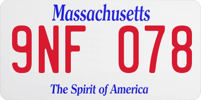 MA license plate 9NF078