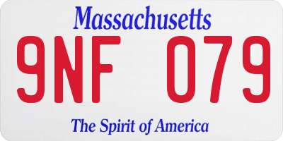 MA license plate 9NF079