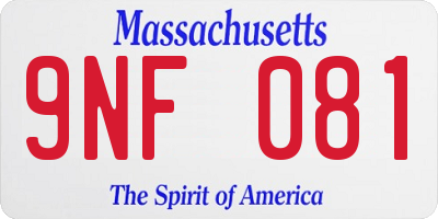 MA license plate 9NF081