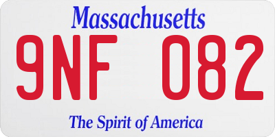 MA license plate 9NF082