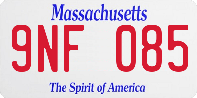 MA license plate 9NF085