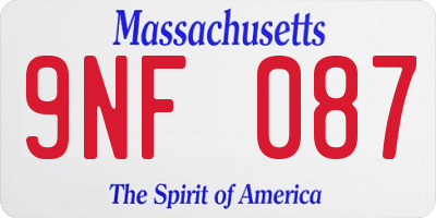 MA license plate 9NF087