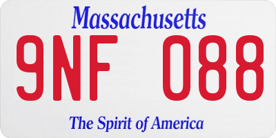 MA license plate 9NF088