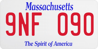 MA license plate 9NF090