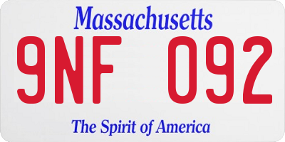 MA license plate 9NF092